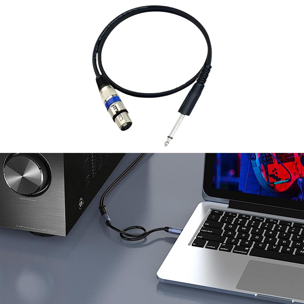 [arutoxalc] Female XLR to (6.35mm) Jack Stereo Jack Plug and Play Mic Cord 6.6ft/2 เมตรสําหรับหูฟังไ