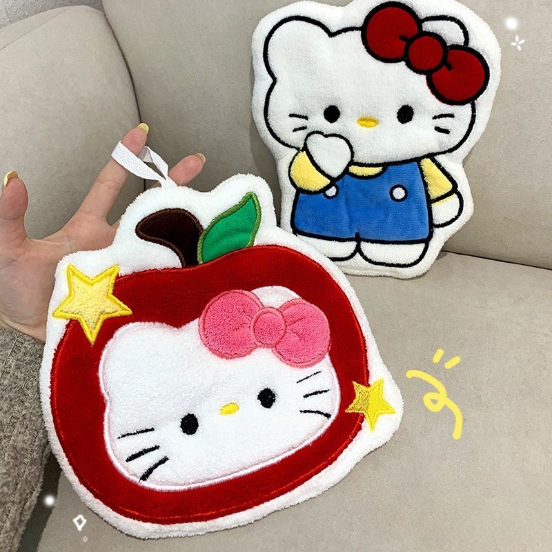 แมวน่ารัก ผ้าเช็ดมือแบบแขวน ผ้าขนหนูครัวดูดซับซุปเปอร์ ผ้าขนหนูห้องน้ํานุ่ม