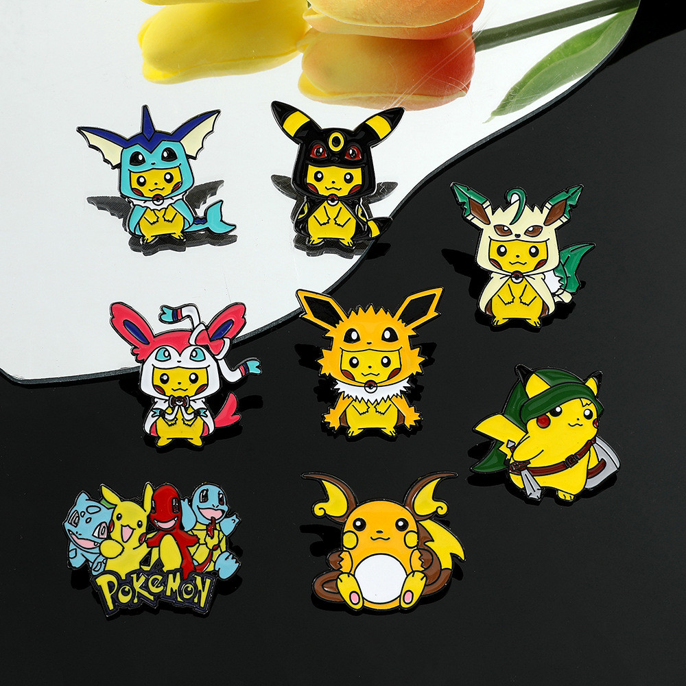 เข็มกลัดโลหะ Pikachu สำหรับกระเป๋าและตกแต่ง ของขวัญพรีเมียม