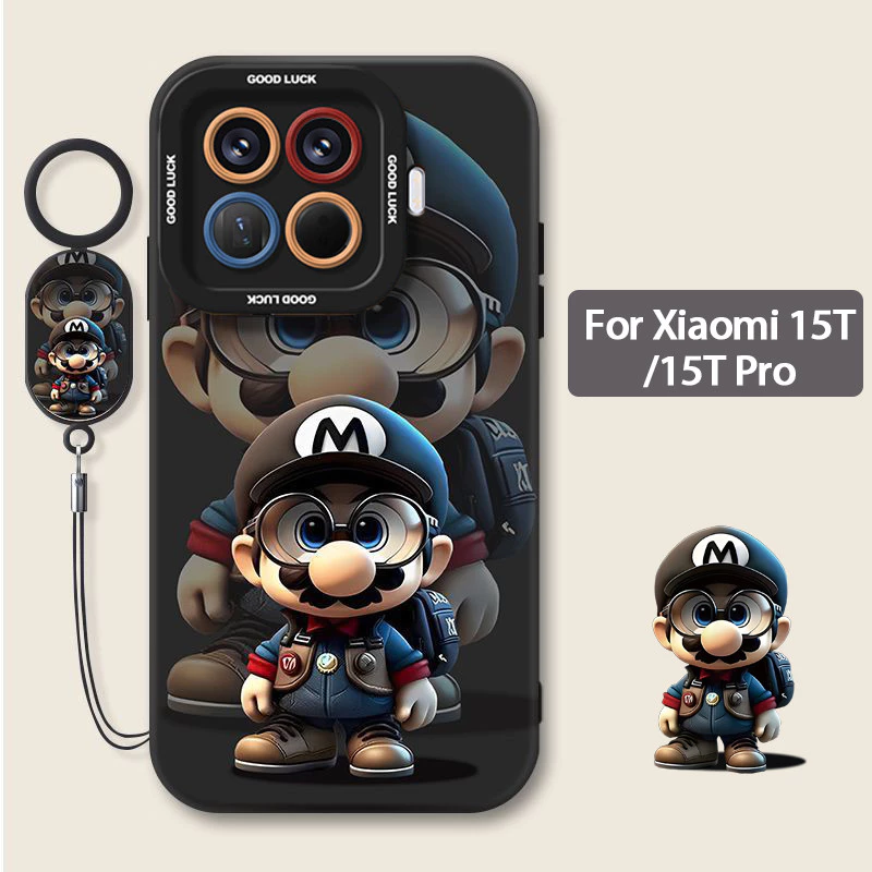 เคส Xiaomi 17T 15T 14T Pro เคส Xiaomi 17T 15T 14T 5G Case เคสการ์ตูนอนิเมะมาริโอ้ แบบด้าน ซิลิโคนอ่อนกันกระแทก พร้อมที่ป้องกันกล้อง สายคล้องโทรศัพท์ เคสกันรอยนิ้วมือ สำหรับเด็กผู้ชาย เด็กผู้หญิง และนักเรียน