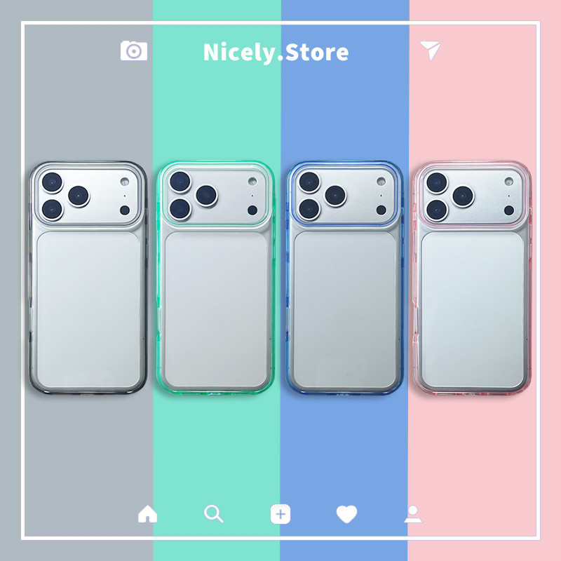 Simple Pure Color Border เคสโทรศัพท์มือถือโปร่งใสเข้ากันได้สําหรับ iPhone 17 16 15 Pro Max 16Promax Big Hole Shock Resistance Hard อะคริลิคฝาหลังปลอก