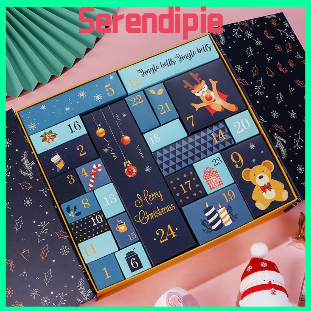 SERENDIPIE 24 ชิ้น 24 วัน Advent Countdown Gift Box, Empty Christmas Advent Calendar Boxes, DIY รีฟิลกล่องจํานวน