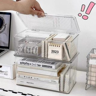 กล่องใส่ของลิ้นชักโปร่งใส ตั้งโต๊ะ กล่องเก็บหนังสือ เอกสาร เ…