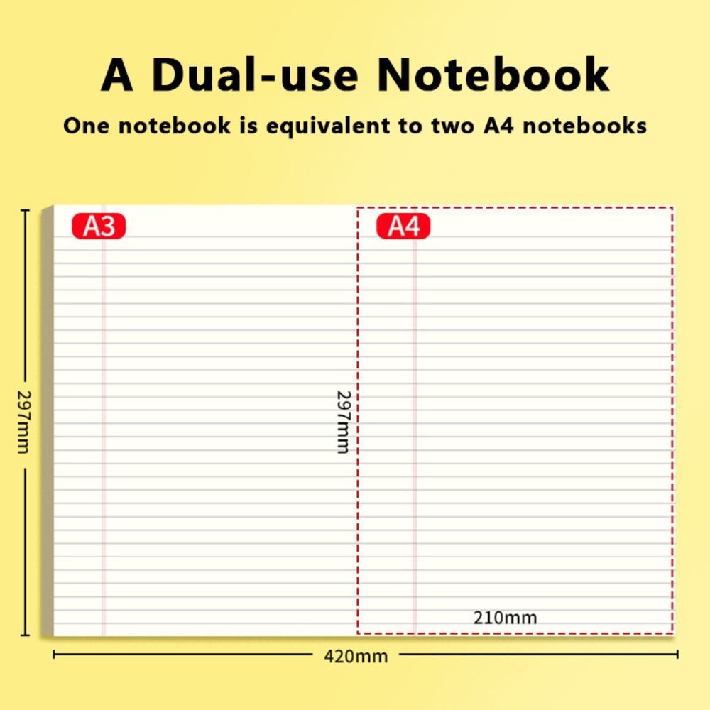 LAKAM 50 แผ่น A3 Notebook, A3 Mind Planer Draft Paper, Simplicity Students Writing Legal Pad Back To School Gift ราคา ถูกที่สุด ดีลบีเคเค แกลเลอรีภาพที่ 2