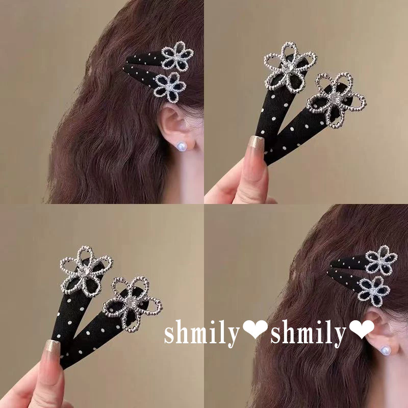 กิ๊บติดผมสไตล์เกาหลี ลายจุดประดับเพชร สำหรับติดที่หน้าผากหรือด้านข้าง