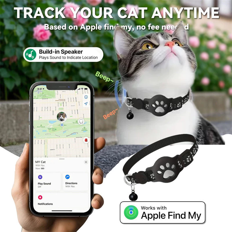 เข้ากันได้กับระบบ iOS Android Pet Cat Locator Collar กันน้ํา Apple "Find My" Tracker ปลอกคอสะท้อนแสง thumbnail 3