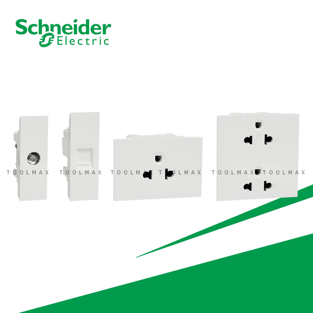 Schneider เต้ารับเดี่ยว เต้ารับคู่ เต้ารับสายทีวี เต้ารับสายแลน (สีขาว)