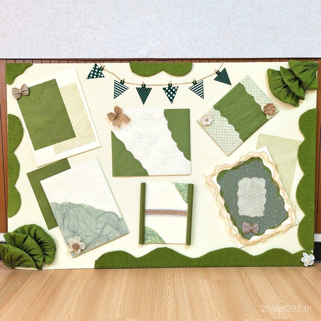 สีเขียวแหวนสัมผัสวัฒนธรรมสร้างสรรค์อนุบาลวัสดุนิทรรศการคณะกรรมการธีมตกแต่งโมริชุดผนังชายแดนคอลัมน์บ้