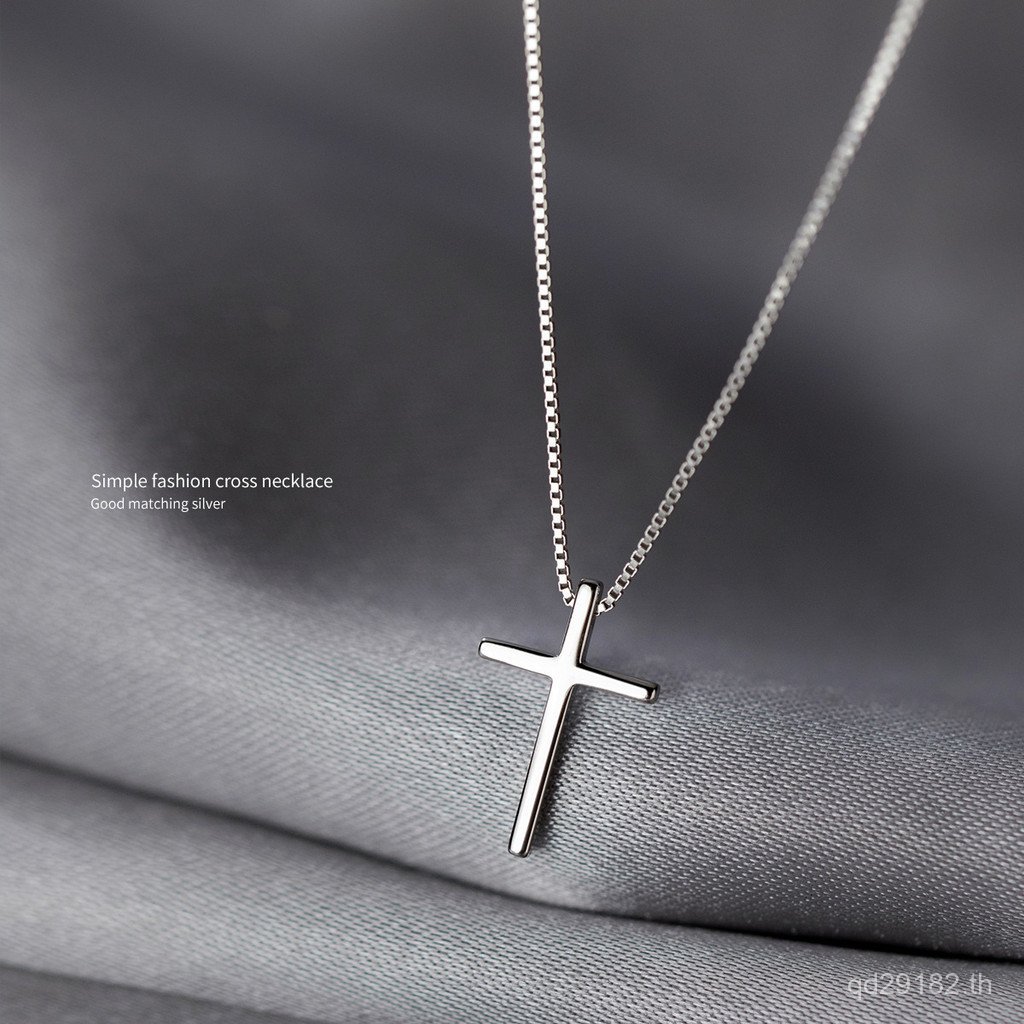 กล่องจี้ Cross สร้อยคอเงินโซ่ Clavicle CHAIN s925 Cool สไตล์ D8382 Ailuoqi ง่าย UDF1