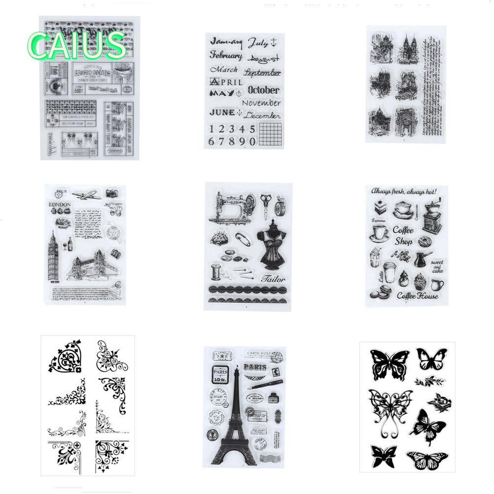 คาอุส‌ แสตมป์ซิลิโคนดอกไม้ผีเสื้อตกแต่งวัสดุ Retro Sentions การ์ดอัลบั้ม DIY Scrapbooking งานฝีมือ