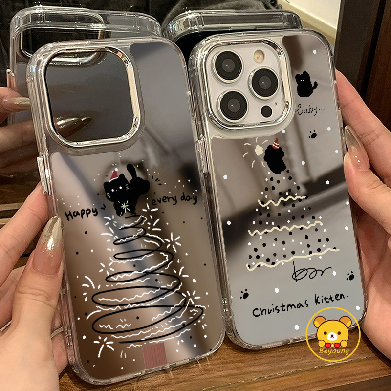 คริสต์มาสแมวกระจกสําหรับVivo V60 V50 V40 V40E V30E V30 V29 V27E V29E V25E V23E V21E V20 X8 T4 T4X T3