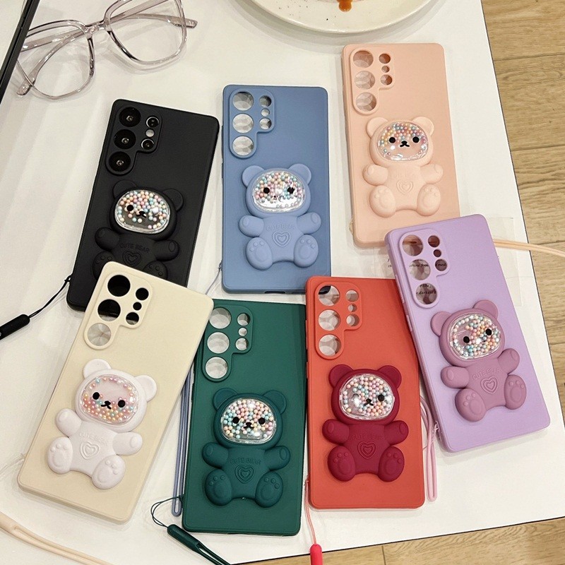 สําหรับ Huawei Honor 400 สมาร์ท 200 Pro 90 lite 70 50 X7D X9D 4G 5G กันกระแทกหมีวงเล็บ Lanyard Chain ซิลิโคน Jelly นุ่มโทรศัพท์ปลอก