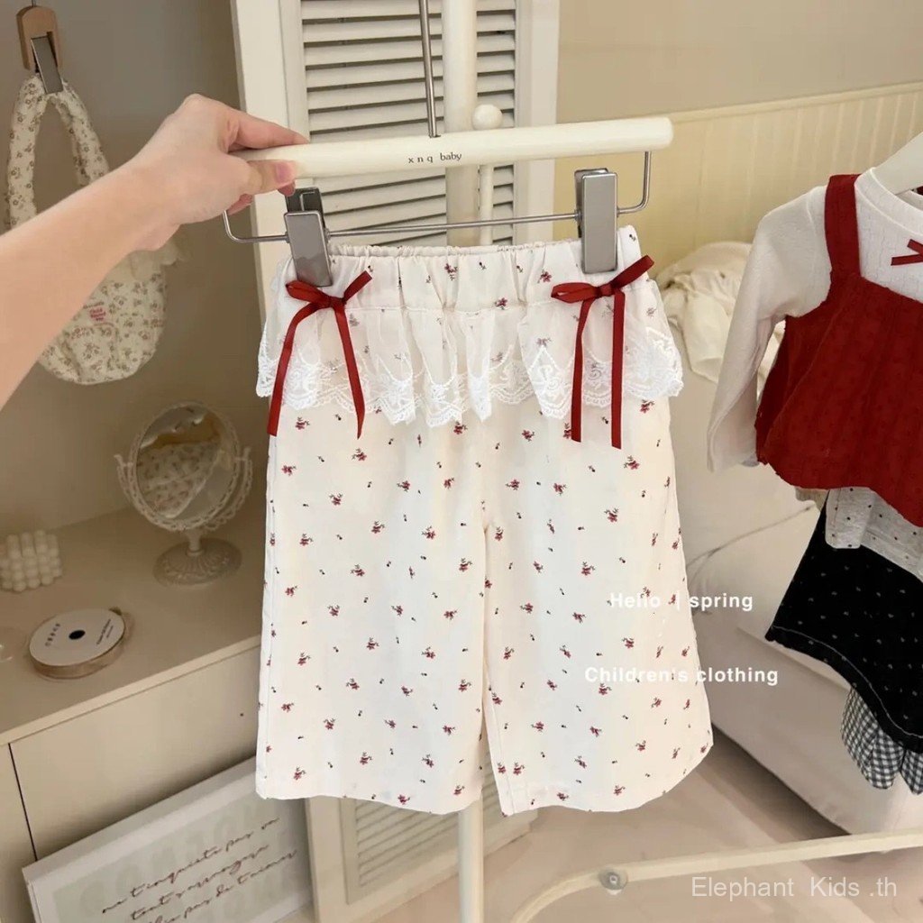 สาวฤดูใบไม้ร่วงสลิงสีแดง จุดต่ําสุด เสื้อด้านบนดอกไม้ตรงกางเกงขากว้างสูทชุดสองชิ้น - รูปที่ 7