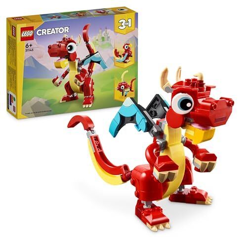 LEGO 31145 Creator 3-in-1 Red Dragon, Phoenix หรือปลาของเล่น-