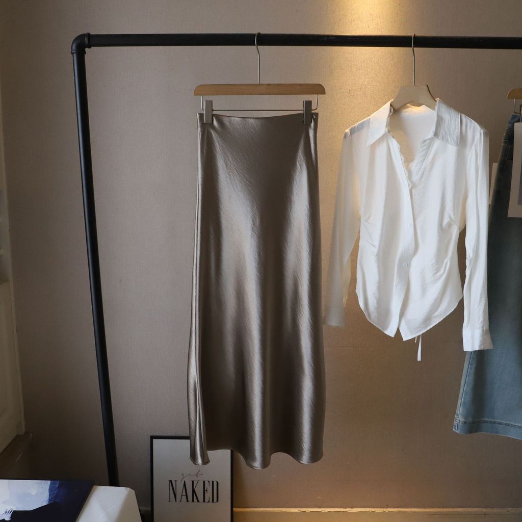 แนะนำ ผ้าม่าน ** 2025 ต้นฤดูใบไม้ผลิผลิตภัณฑ์ใหม่ขายร้อน ~ สไตล์เกาหลีอารมณ์ที่เรียบง่ายผ้าม่าน ผอมลง ดู หางปลา กระโปรงผู้หญิง * ราคาพิเศษ มีเก็บเงินปลายทาง