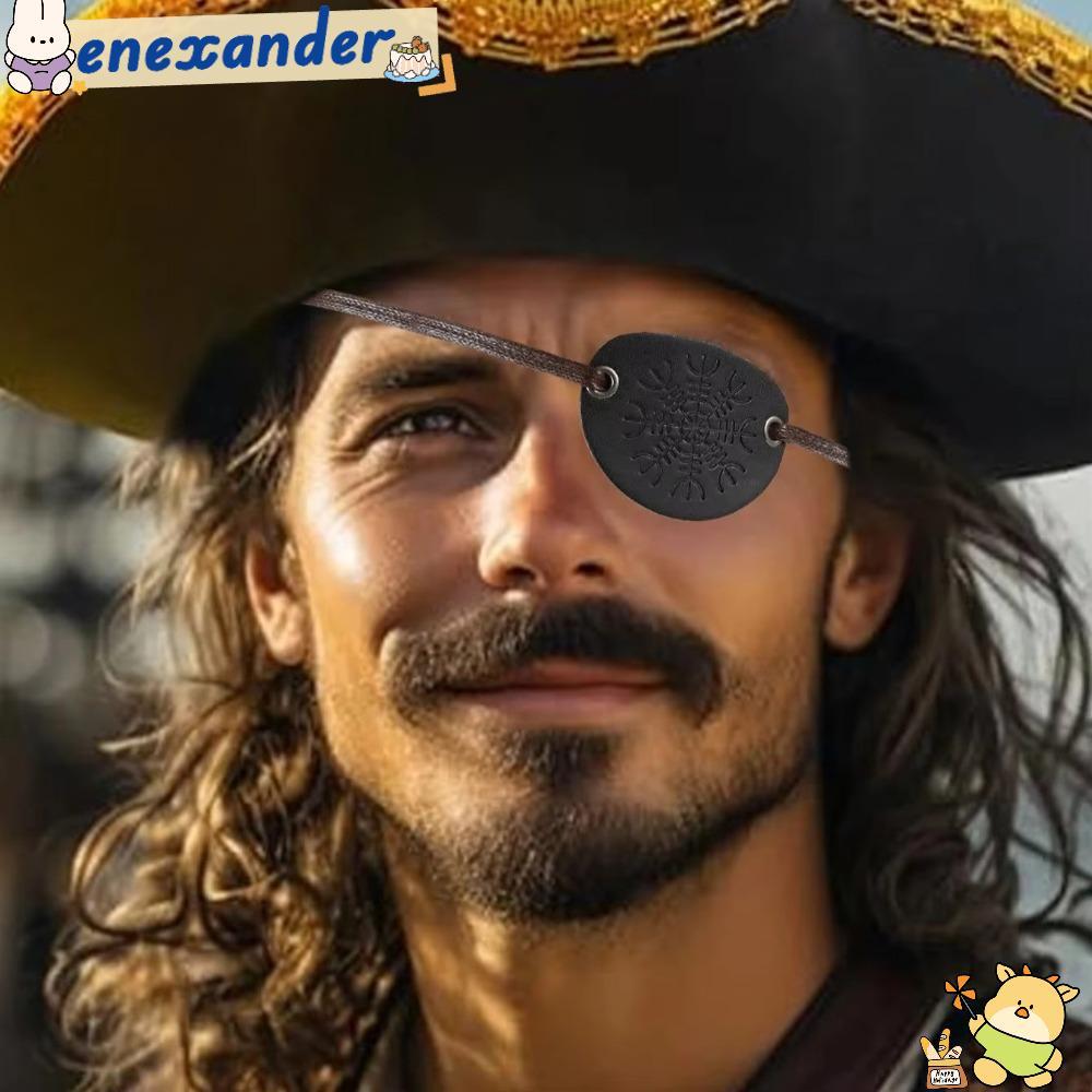 EXER Flat Profile Eyepatch, Retro Hand Made Pirate Eye , Leather Halloween Costume Accessories