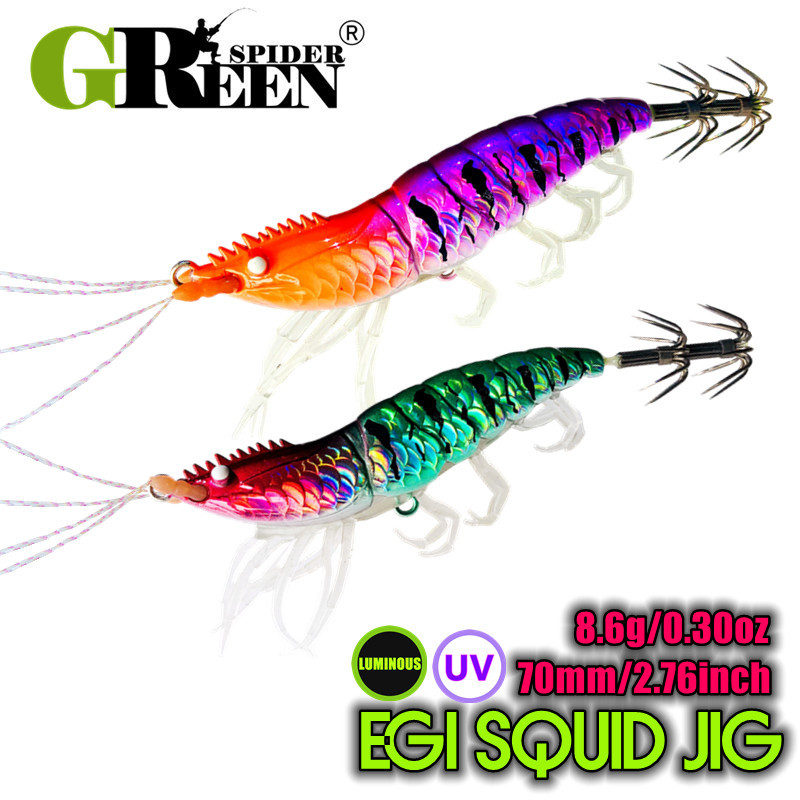 GREENSPIDER Squid Jig 70 มม.8.6g ขายญี่ปุ่น Jig head เหยื่อปลาหมึก Octopus Lure sea เกมตกปลาล่อปลาหมึกตะขอ sca