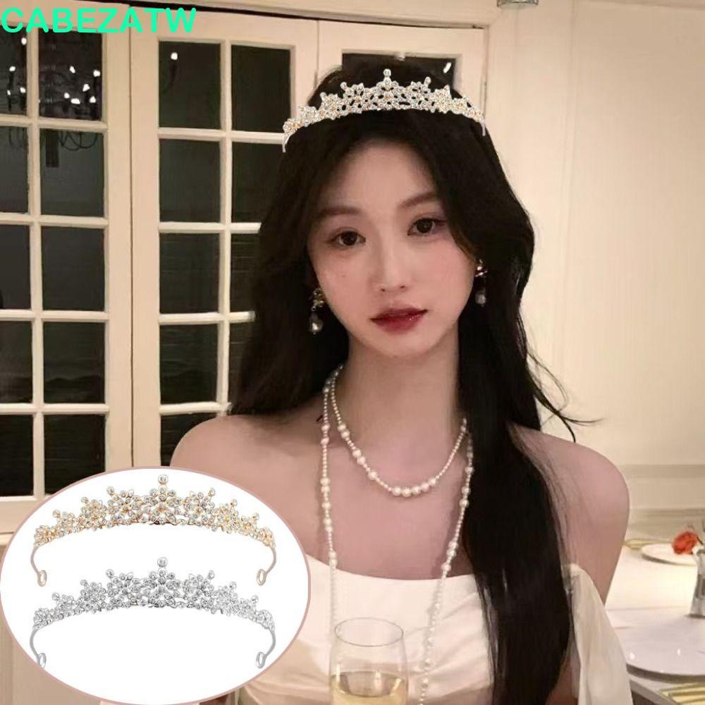 Cabezatw คลิปหูและTiaraเพชร synthetic, ประณีตหรูหราสำหรับเจ้าสาวและงานพิเศษ