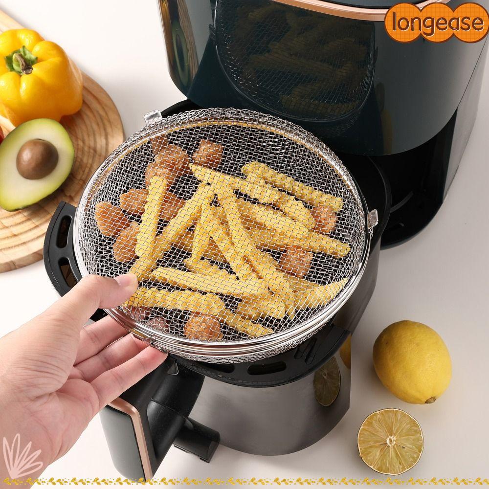 LONGE Airfryer ตะกร้า,Reusable 304 สแตนเลสตะกร้าอบ,ทนทานอเนกประสงค์ได้อย่างรวดเร็วท่อระบายน้ําน้ํามันสนิมท่อระบายน้ําตะกร้าเครื่องล้างจาน