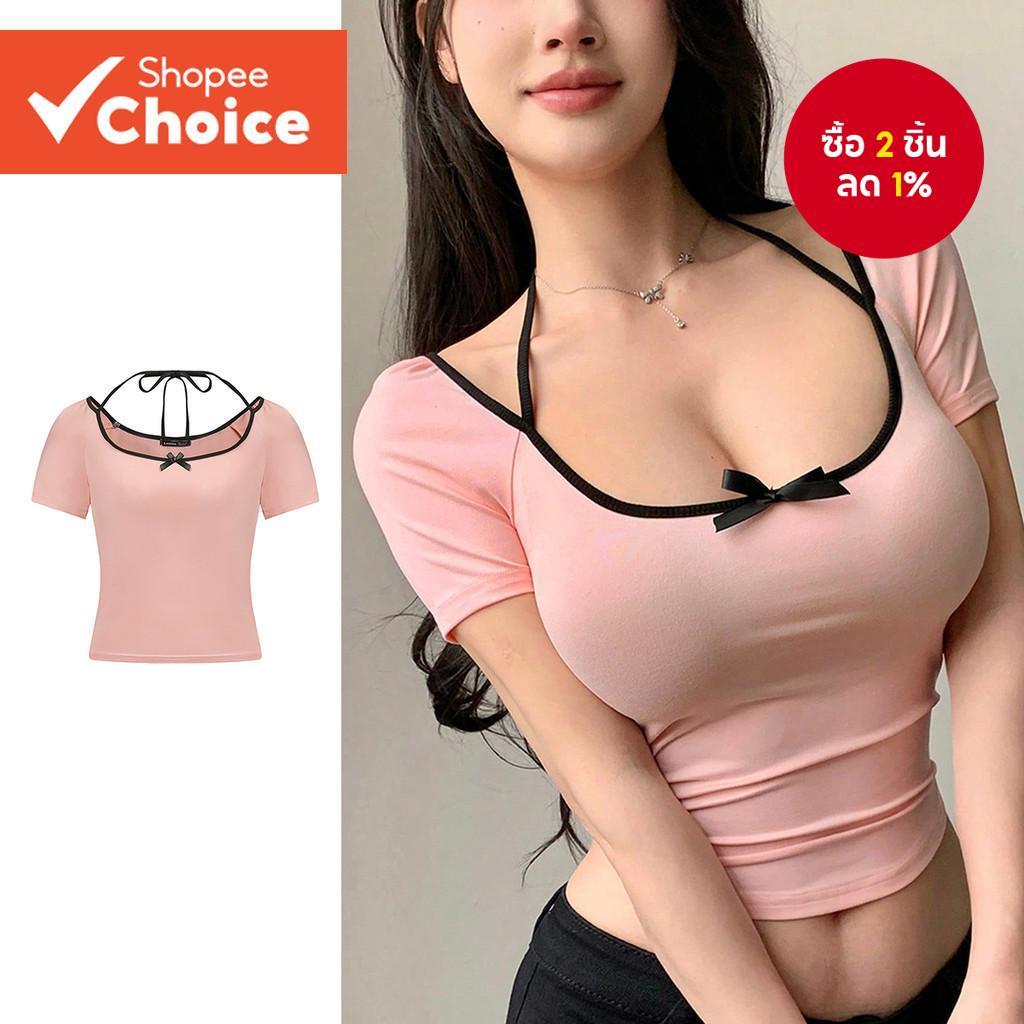 B95-AUG24-A-1-เสื้อยืดแขนสั้นผูกคอ-TSB95ED074