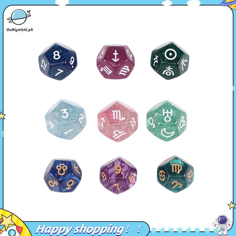 ouwym9al9Pcs Pearl 12-Sided Astrology Zodiac Signs ลูกเต๋าสําหรับ Constellation Divination ของเล่นหล