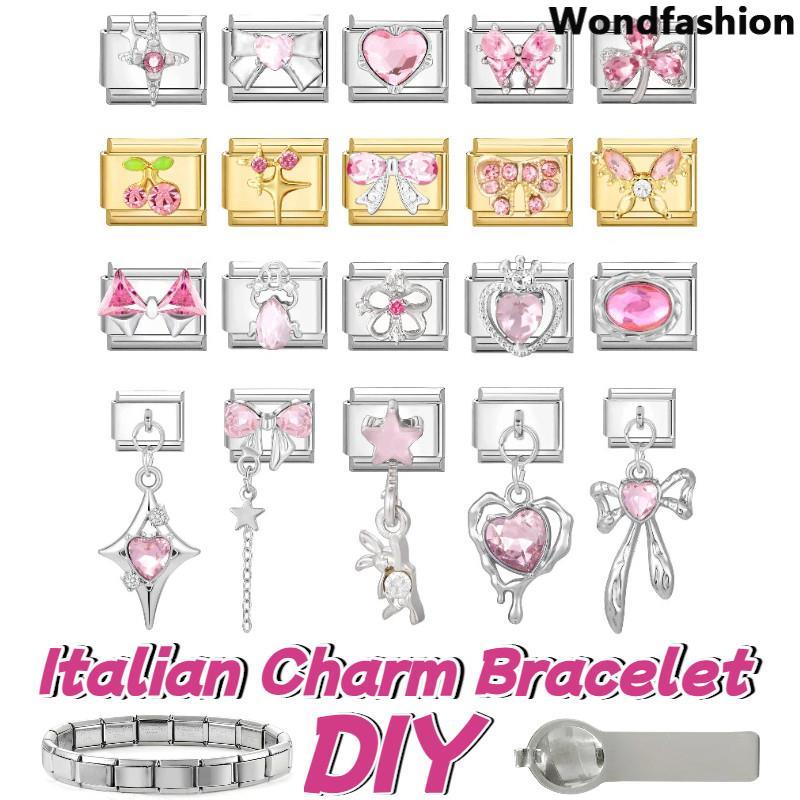 เพชรสีชมพูรักกุทัณฑ์อิตาลีเสน่ห์สร้อยข้อมือพอดี9มิลลิเมตรสร้อยข้อมือสแตนเลส ทําเอง เครื่องประดับทําอุปกรณ์ย้อนยุคบุคลิกภาพโมดูลสร้อยข้อ