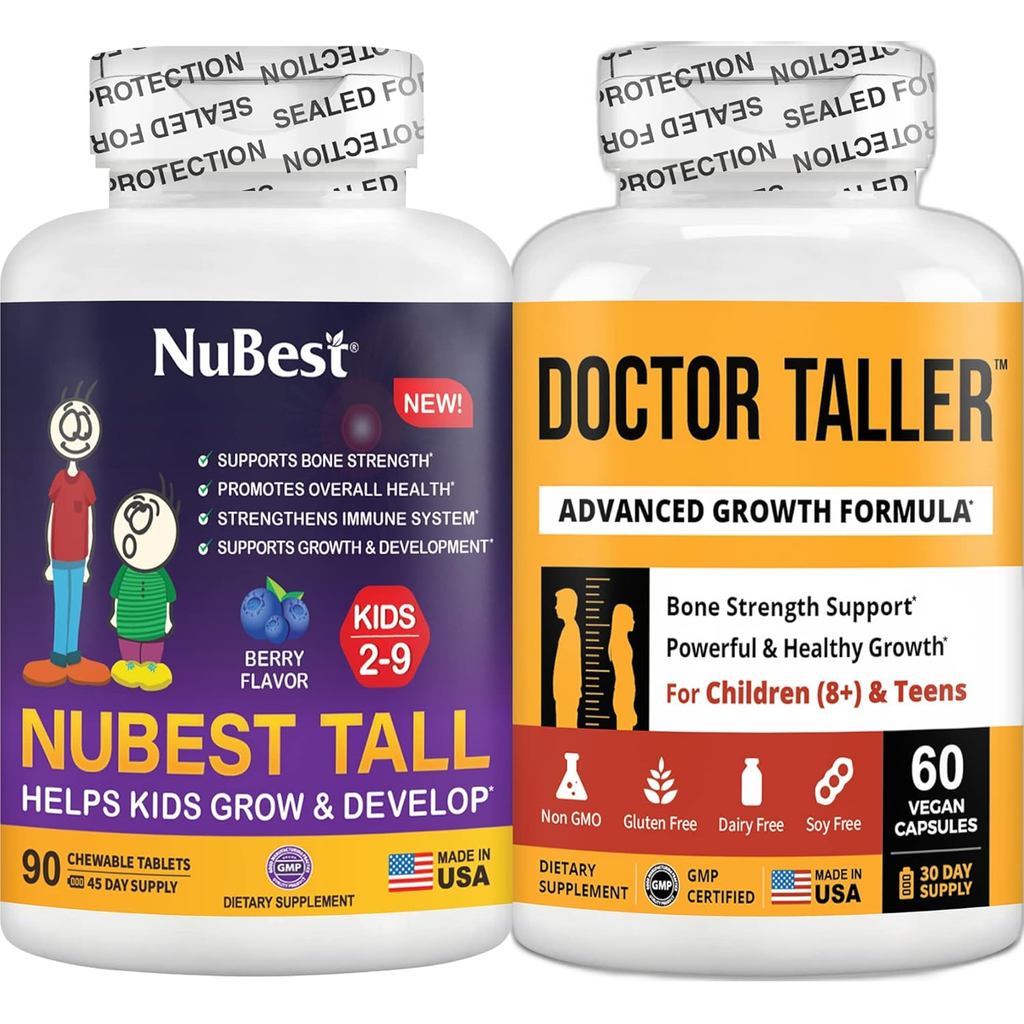 NuBest Bundle of Doctor Taller สําหรับเด็ก (8+) และวัยรุ่น - ช่วย Bone Growth Tall Kids 90 เม็ดเคี้ย