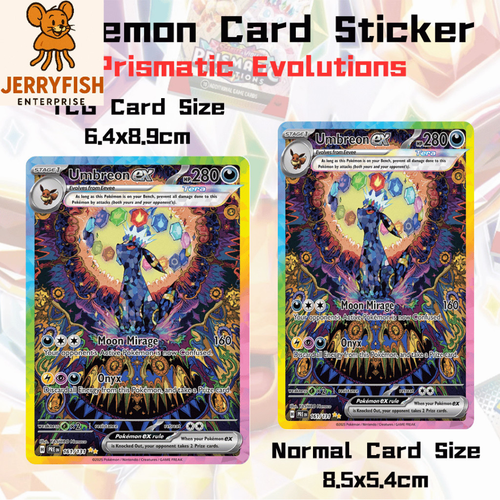 Pokemon Prismatic Evolutions-Card Sticker/TCG Size Card Sticker Cover