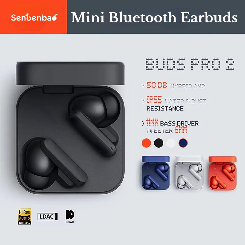 Senbenbao Earbuds Buds Pro 2 หูฟัง 50dB หูฟังตัดเสียงรบกวนแบบแอคทีฟอัจฉริยะคู่เร็วบลูทูธ 5.3 เสียงไฮไฟ