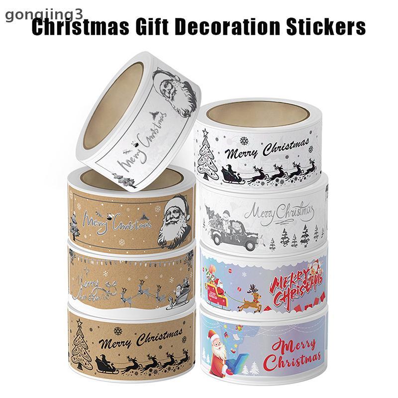 Gongjing3 250 ชิ้น/ม้วน Merry Christmas สติกเกอร์สําหรับของขวัญตกแต่งซองจดหมายสติกเกอร์ซีลสําหรับการ