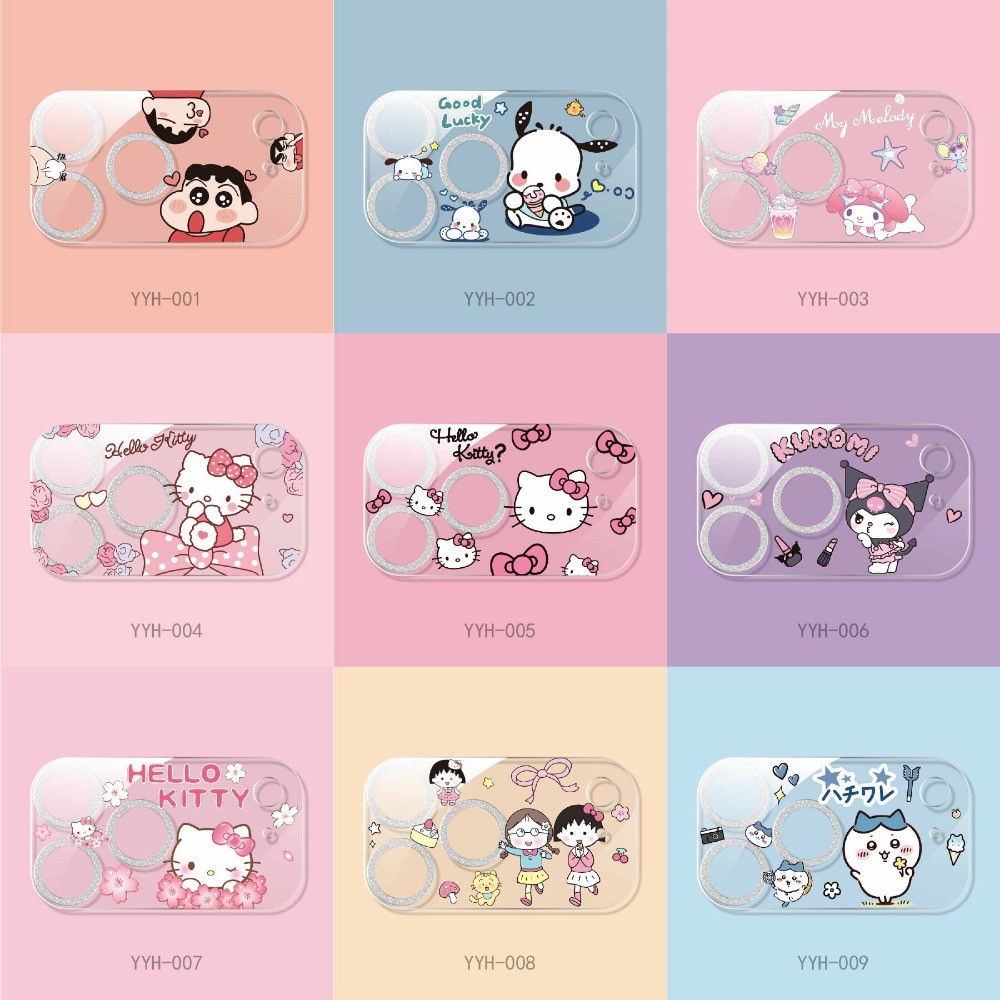 Cat การ์ตูน Series Glitter โทรศัพท์กล้องเลนส์ป้องกันสําหรับ iPhone 17 Pro Max 17 กล้องกระจกใส