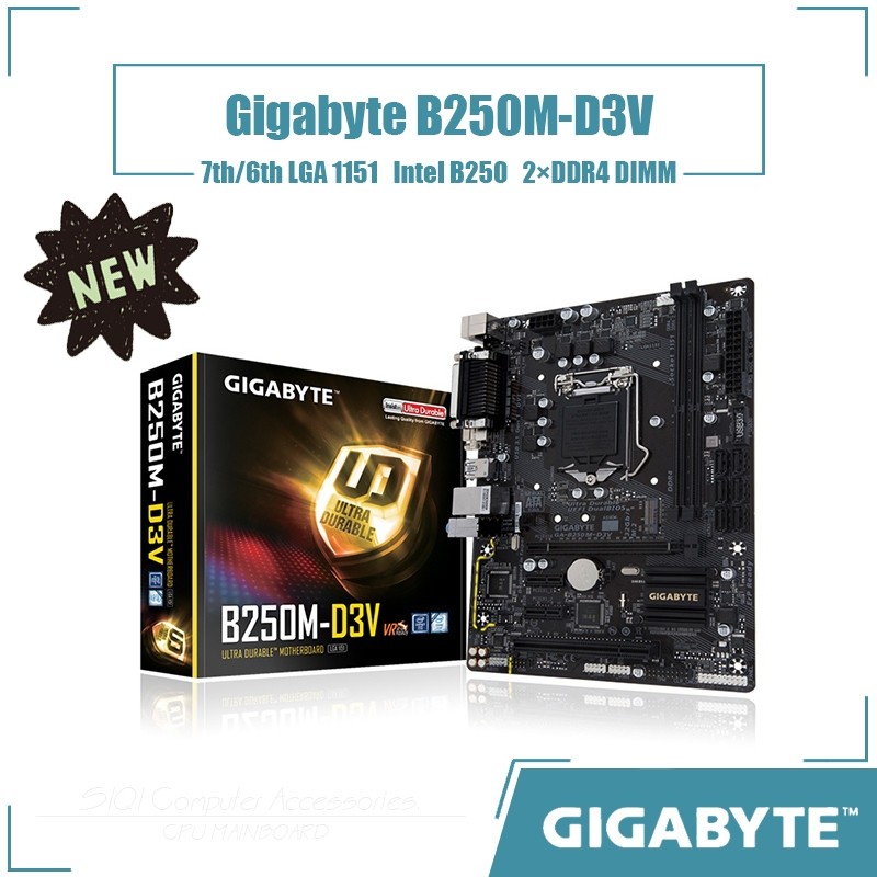 [ใหม่] เมนบอร์ด Gigabyte B250M-D3V Intel B250 ซ็อกเก็ต LGA 1151 DDR4 USB3.0 SATA3 PCI-E3.0