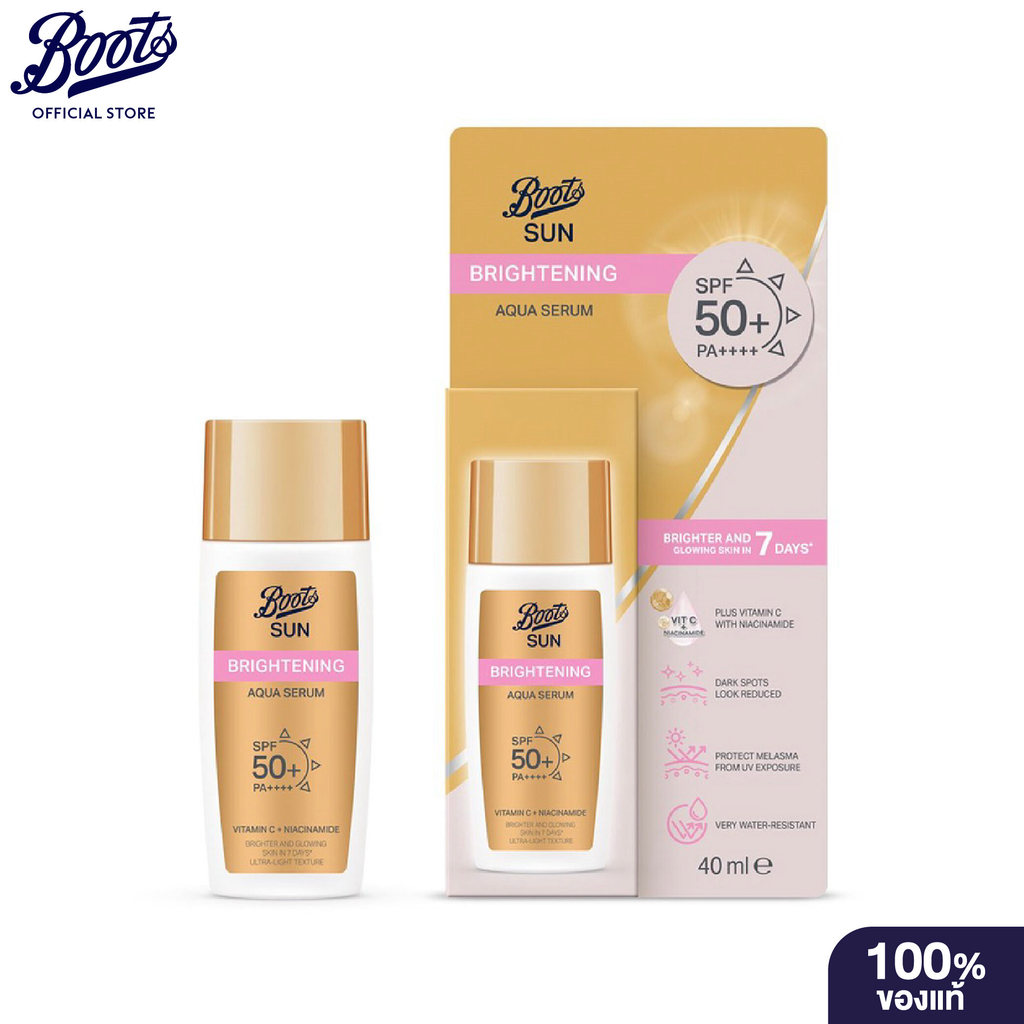 Boots Sun Brightening Aqua Serum Spf50+ Pa++++ 40Ml บู๊ทส์ ซัน ไบรท์เทนนิ่ง อควา ซีรั่ม เอสพีเอฟ50+ พีเอ++++ 40 มล.
