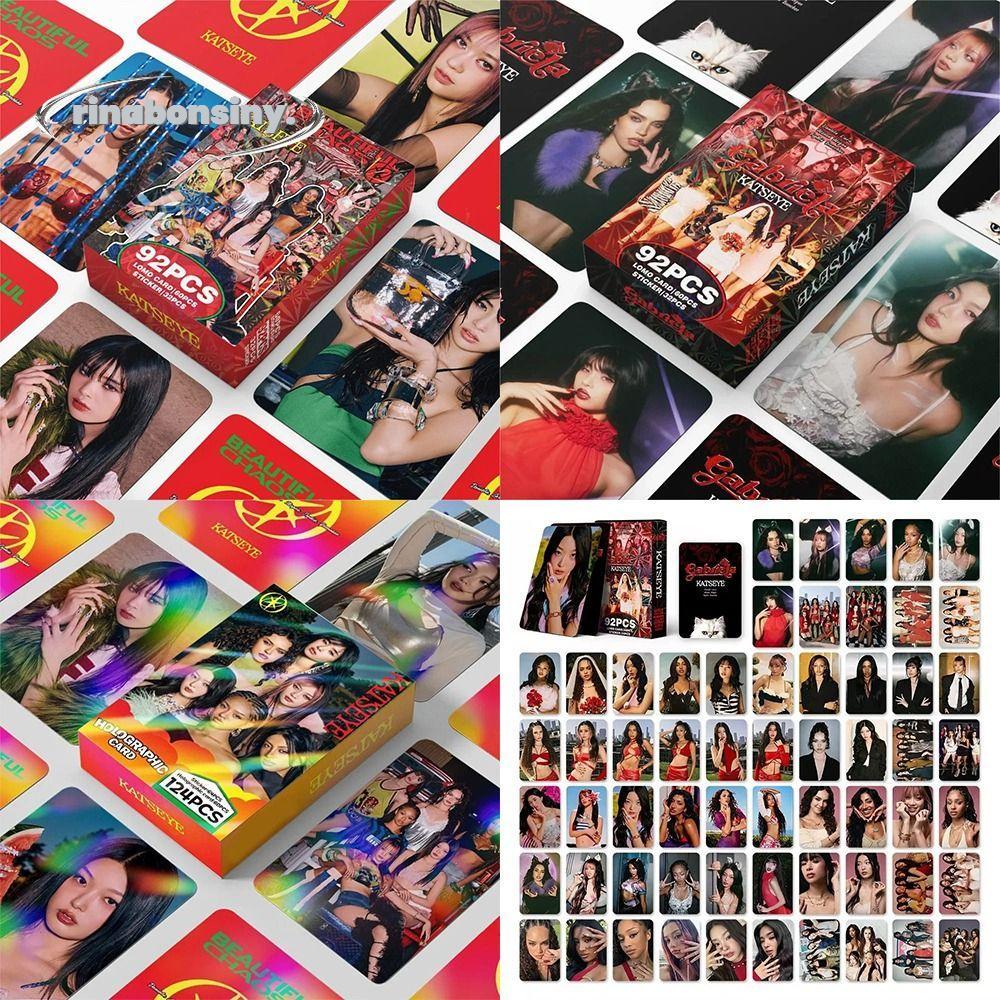 RINABONSINY 92/124 ชิ้น KATSEYE การ์ดรูปถ่าย Lomo, BEAUTIFULCHAOS LARA DANA KATSEYE อัลบั้มการ์ด LOM