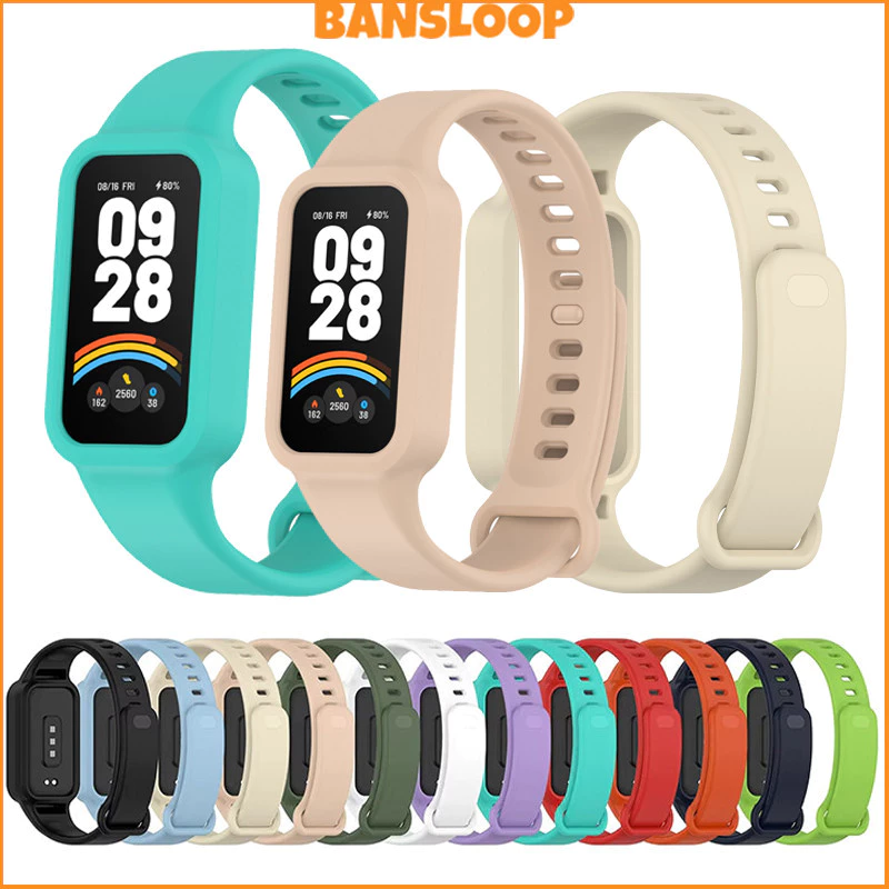 สายรัดซิลิโคนอ่อน for Xiaomi Smart Band 9 Active / Redmi Band 3 สร้อยข้อมือวงปรับได้โดยไม่มีฟิล์มปกป้องกันกระแทกหน้าจอ