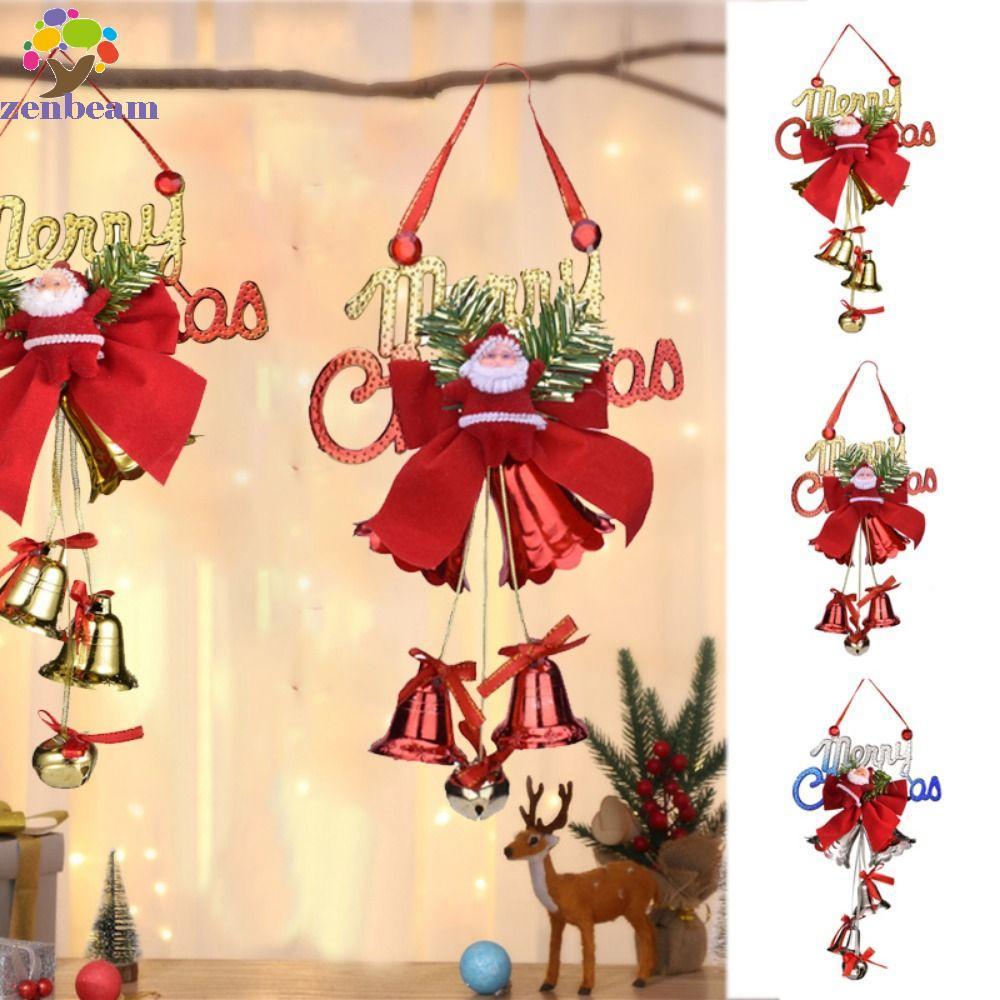 ZENBEAM จี้แขวนระฆังซานตาคลอส, จี้ต้นคริสต์มาสการ์ตูนตกแต่ง, ตกแต่งคริสต์มาสพลาสติกซานตาคลอสพร้อมระฆ