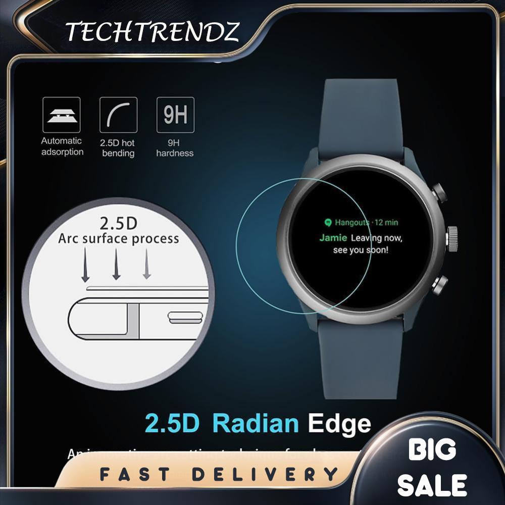 [techtrendz.th] 2 ชิ้นกระจกนิรภัยป้องกันหน้าจอสําหรับ Fossil Sport Smartwatch 43 มม.ฟิล์ม