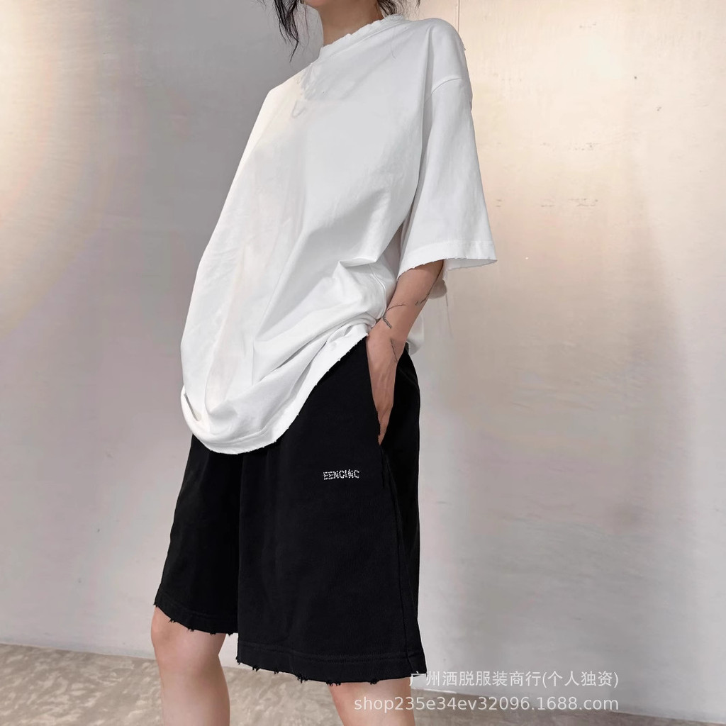 7KXD BLCG 2025Summer New Letter Rhinestone Shorts Loose Fit Unisex Comfortable