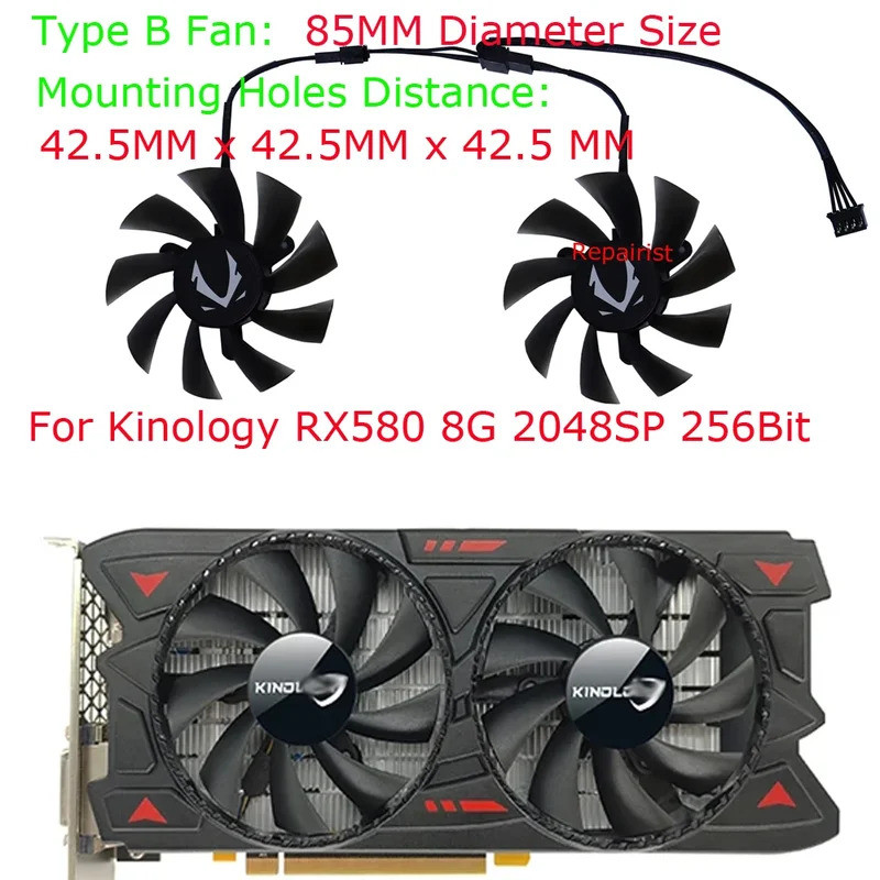 I-2 ชิ้น/เซ็ต,XY-D09015B,Graphics GPU Cooler,การ์ดวิดีโอพัดลม,สําหรับ Kinology RX580 8GB 2048SP GDDR
