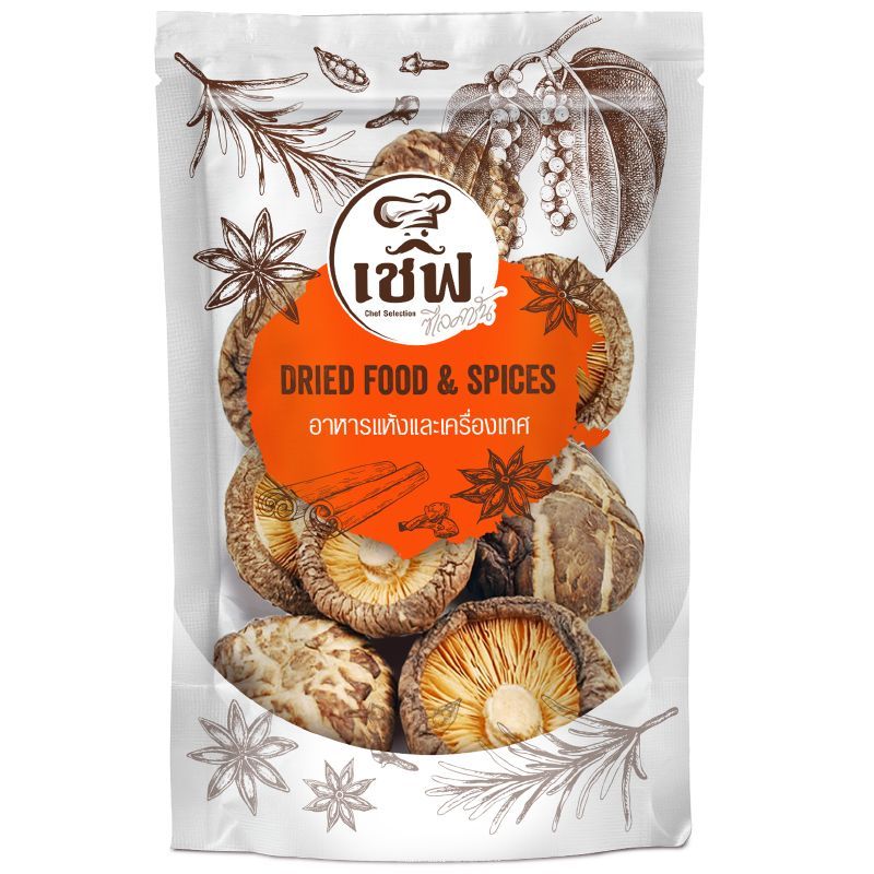 เชฟซีเลคชั่นเห็ดหอมแห้งใหญ่ 70กรัม Chef Selection Large Dried Shiitake Mushrooms 70g. [หมายเลขบาร์โค้ด 8853474092277 ]