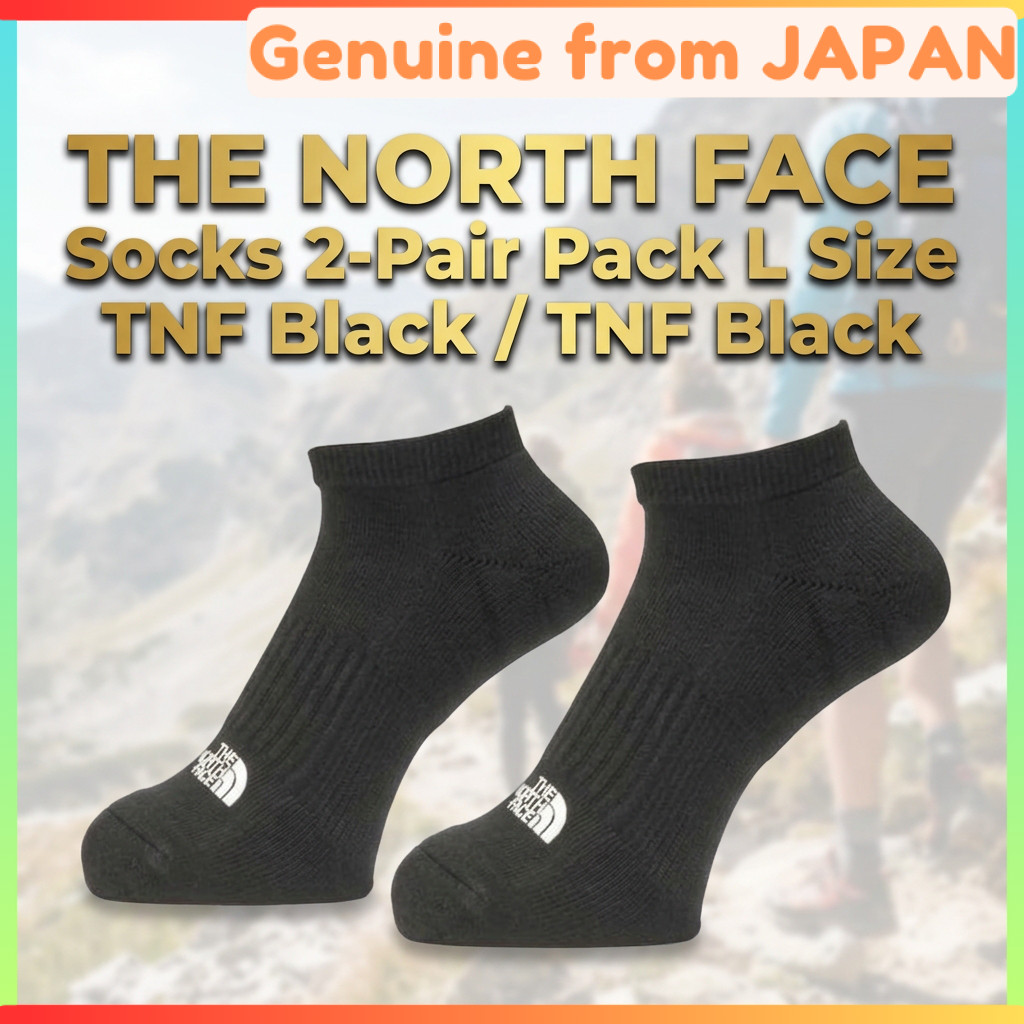 THE NORTH FACE Socks 2-Pair Pack TNF Logo Short Socks Black Size L NN82611 Japan