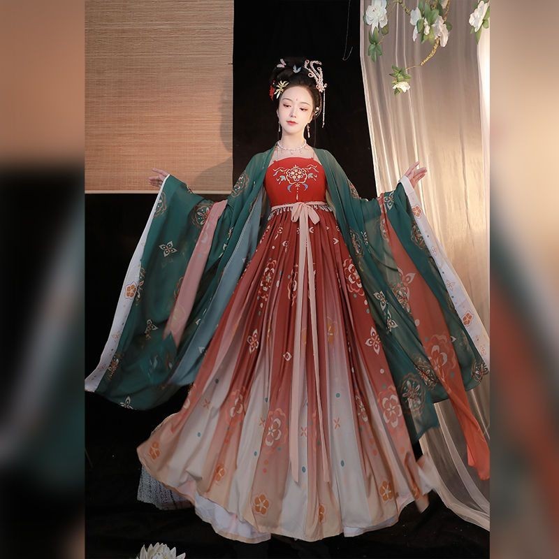T Tang Made Hanfu หญิง Xote กระโปรง Xiaoxiangyu เสื้อเชิ้ตแขนยาวขนาดใหญ่ Tang เย็บปักถักร้อย