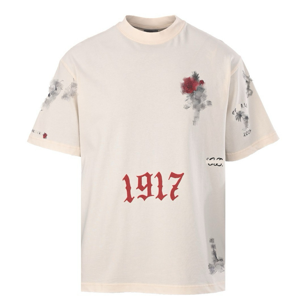 KXY0 BB-LCG * ฤดูใบไม้ผลิฤดูร้อนสไตล์ใหม่รูปแบบสักแฟชั่นรอบคอแขนสั้นเสื้อยืดด้านบน