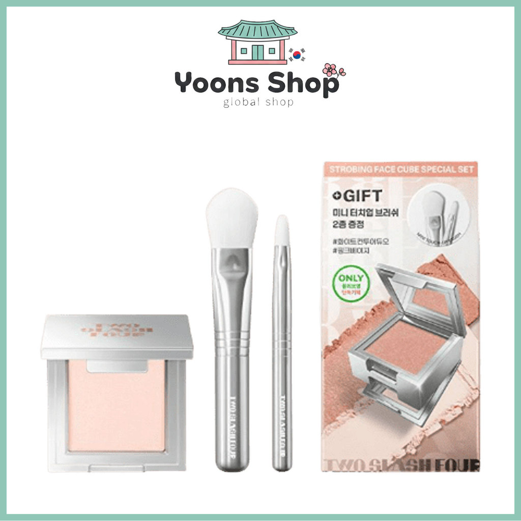 [Too Slash Four] Strobing Face Cube + Brush /Powder/Highlighter_From Korea