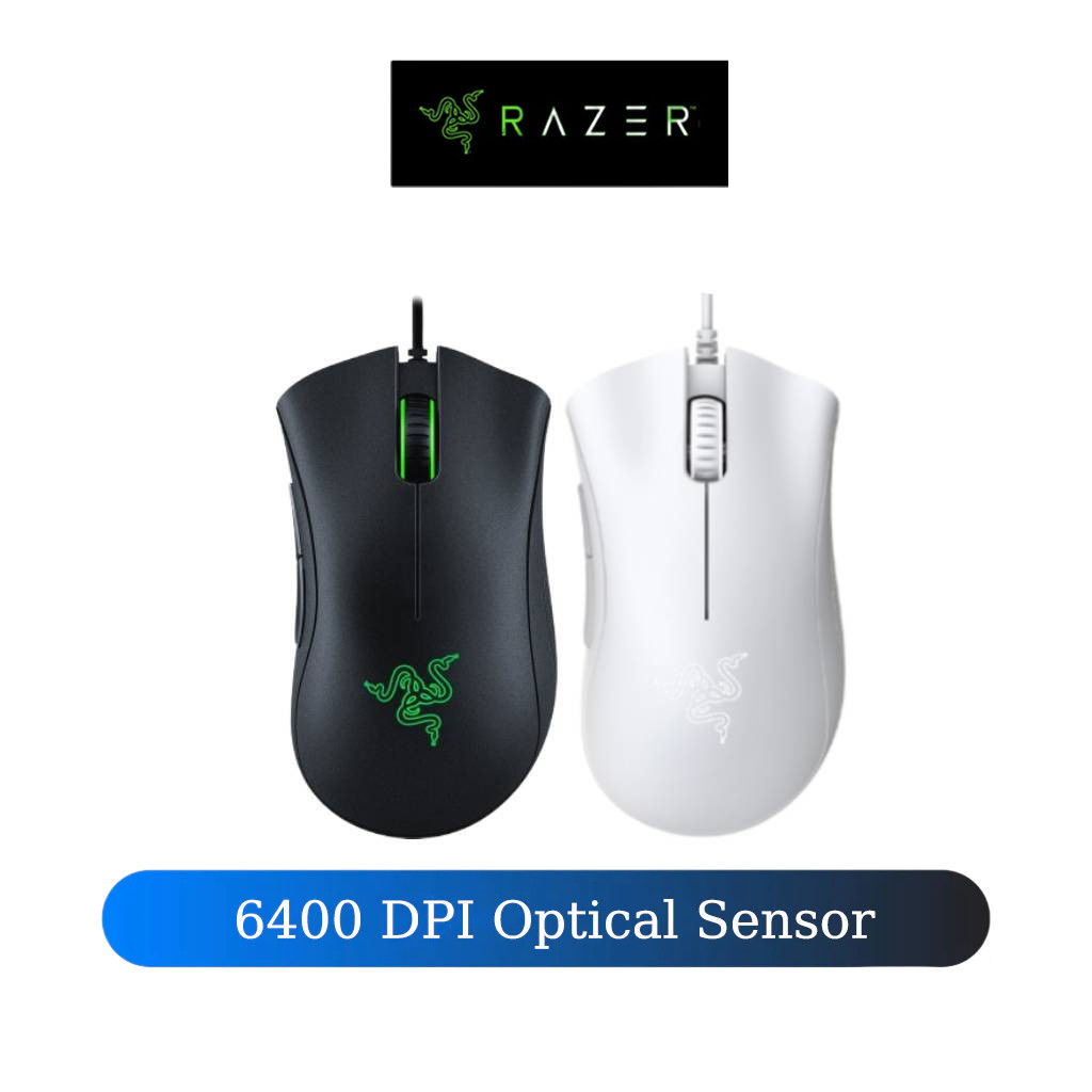 Razer DeathAdder Essential - เมาส์เกมมิ่ง เซ็นเซอร์ Optical 6,400DPI สายเมาส์ทำจากยาง