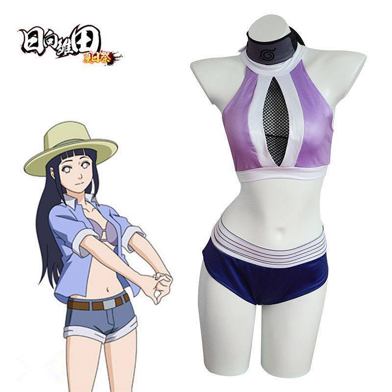 [Hot Sale] Naruto Hyuga Hinata Swimsuit Cosplay Clothing mUls