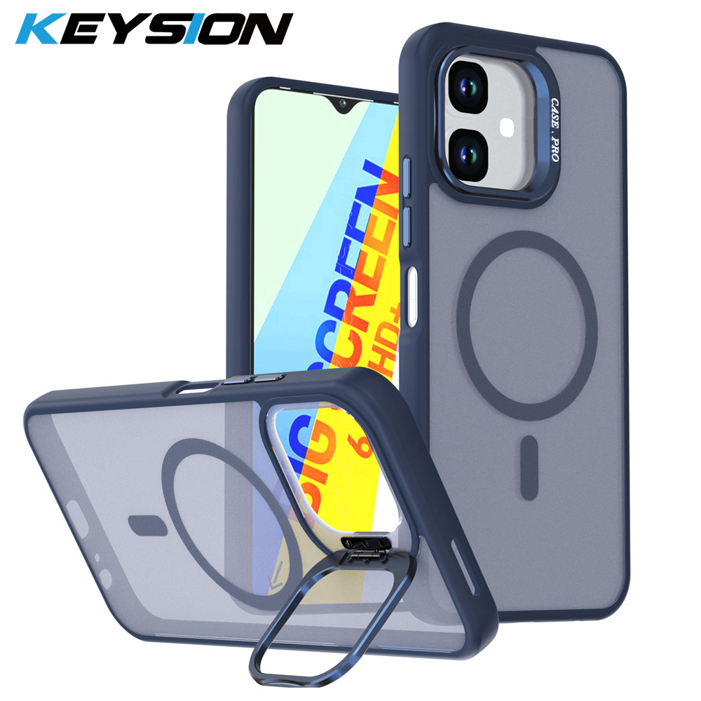 KEYSION เลนส์ขาตั้งเคสโทรศัพท์แม่เหล็กสําหรับ Infinix Smart 20 Matte โปร่งแสงกันกระแทกสําหรับ Infini