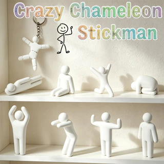 8 ชิ้นชุด 3D พิมพ์ Mecha Chameleon รูป Multi ท่าทางเดสก์ท็อปซ่อนจอแสดงผลสะสมของเล่นพวงกุญแจ
