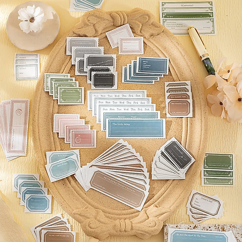 Journal GO 30pcs Vintage Label กระดาษสติกเกอร์แท็ก Scrapbooking Junk Journal ชุดหัตถกรรมการจําแนก Retro ป้ายสติกเกอร์