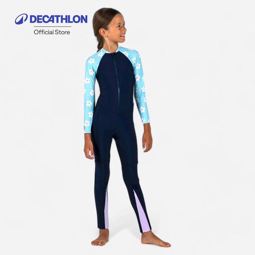 Decathlon Surfing Girl'S One-Piece Long-Sleeve Swimsuit ชุดว่ายน้ำแขนยาว/ขาสั้นเด็กผู้หญิง รุ่น Suzy - Multicolor/Blue